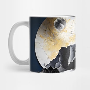 Textured Rustic Metallic Moonlit Mountains Mug